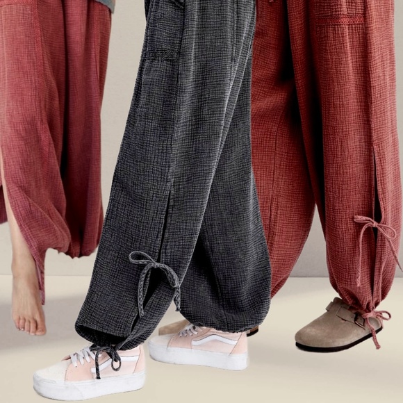 📌 EASEL Lace Trim, Side Slits W/ Self-Ties, Lightweight Mineral Wash Soft Cotton - Picture 15 of 16